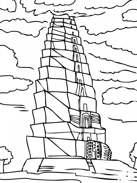 Tower of Babel coloring page image