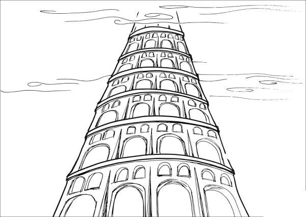 Tower That Reaches to the Heavens coloring page image