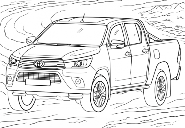 Toyota Hilux coloring page image