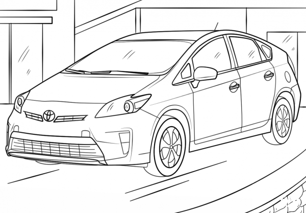 Toyota Prius coloring page image