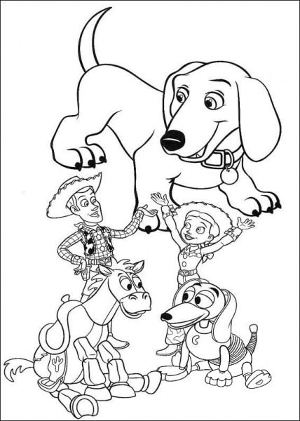 Toys and a Dog coloring page image