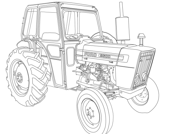 Tractor Ford 3600 coloring page image
