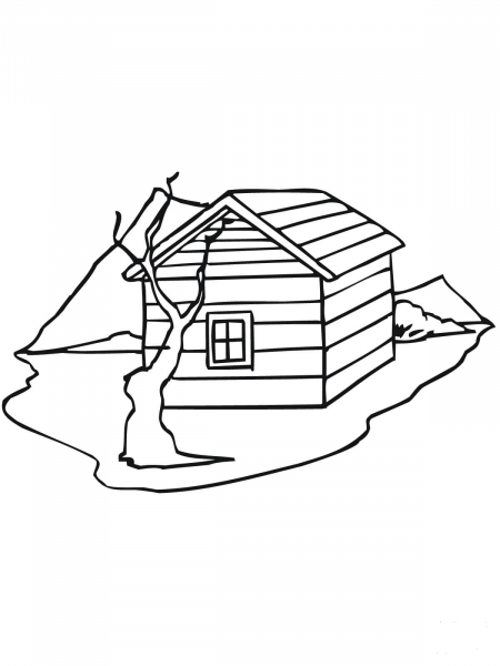 Traditional House in Norway coloring page image