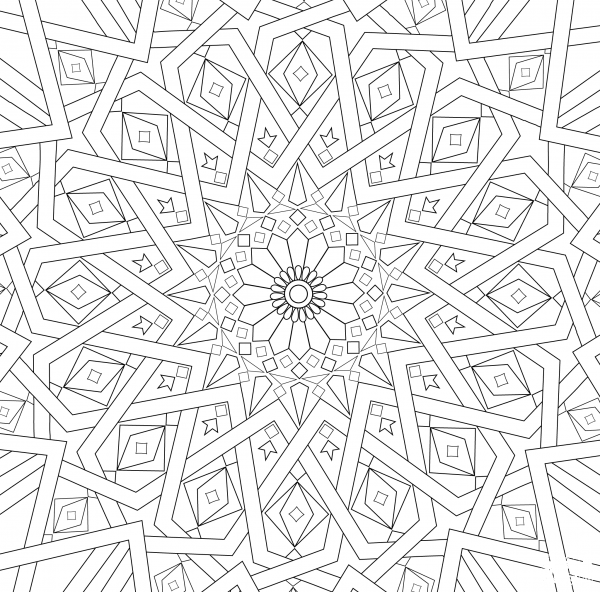 Traditional Islamic Mosaic coloring page image
