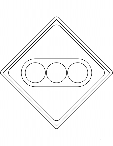 “Traffic Lights Ahead” Sign in Japan coloring page image