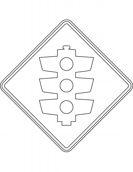 “Traffic Lights Ahead” Sign in New Zealand coloring page image