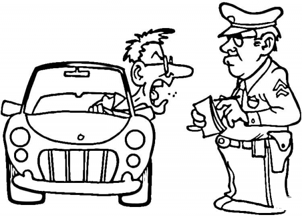 Traffic police coloring page image