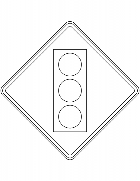 “Traffic Signal Ahead” Sign in Ontario coloring page image