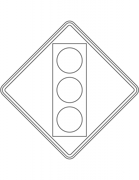 “Traffic Signal Ahead” Sign in the USA coloring page image