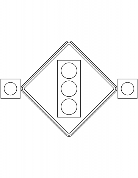 “Traffic Signal Ahead with Flashing Lights” Sign in Ontario coloring page image