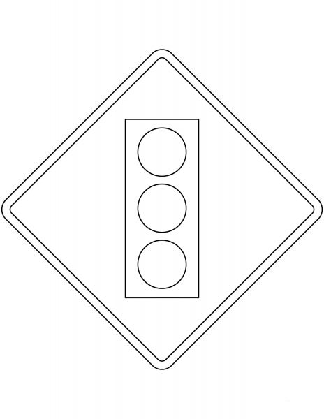 “Traffic Signals Ahead” Sign in Argentina coloring page image