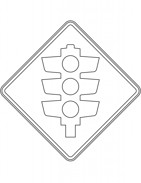 “Traffic Signals Ahead” Sign in Australia coloring page image