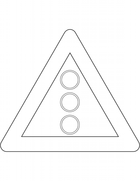 “Traffic Signals Ahead” Sign in Denmark coloring page image