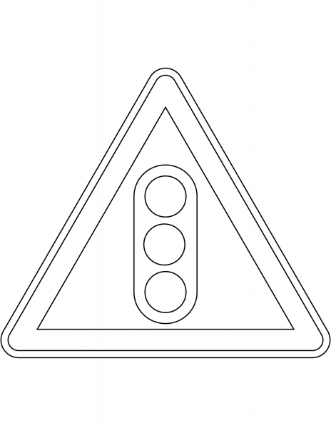 “Traffic Signals Ahead” Sign in France coloring page image