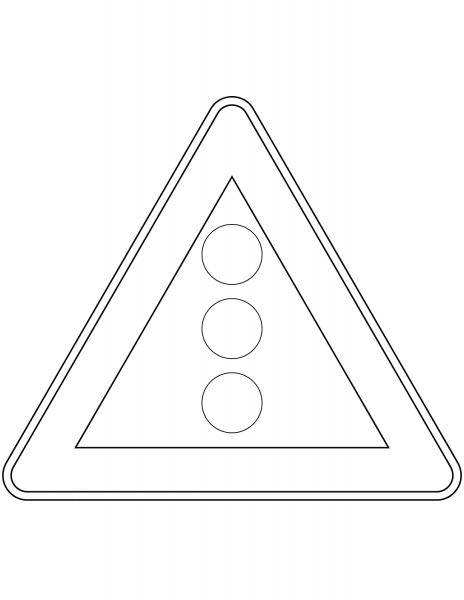 “Traffic Signals Ahead” Sign in Italy coloring page image