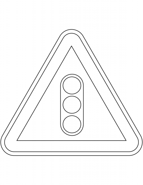“Traffic Signals Ahead” Sign in Portugal coloring page image