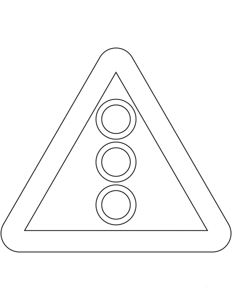 “Traffic Signals Ahead” Sign in Sweden coloring page image