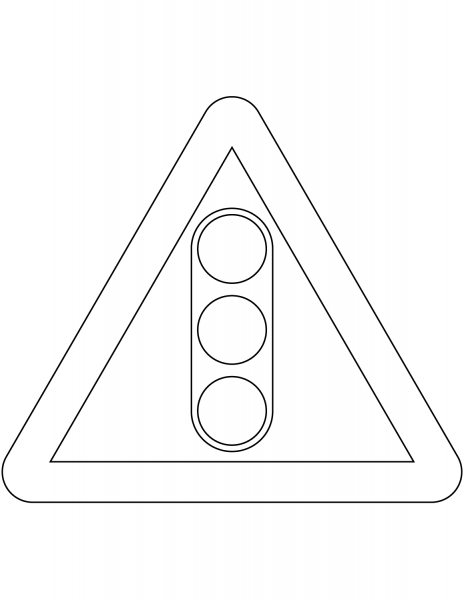 “Traffic Signals Ahead” Sign in the United Kingdom coloring page image