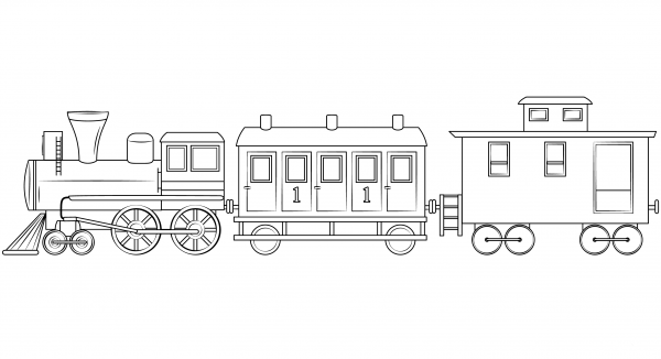 Train coloring page image