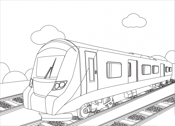 Train coloring page image