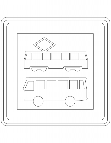 “Tram and Bus Stop” Sign in the Netherlands coloring page image