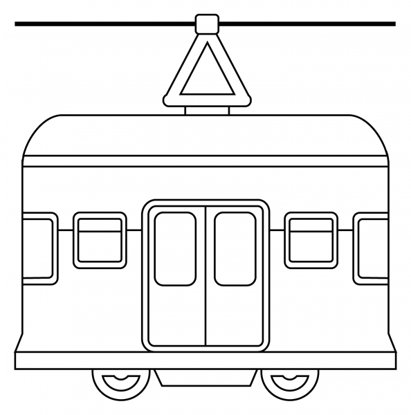 Tram Car Emoji coloring page image