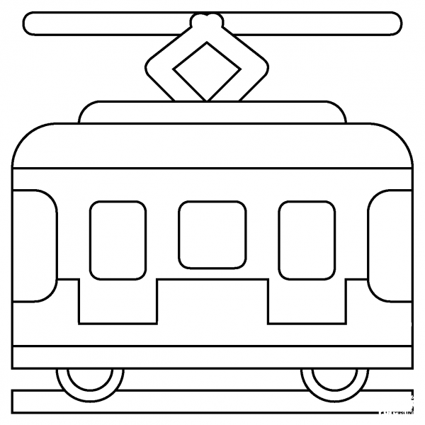 Tram Car Emoji coloring page image