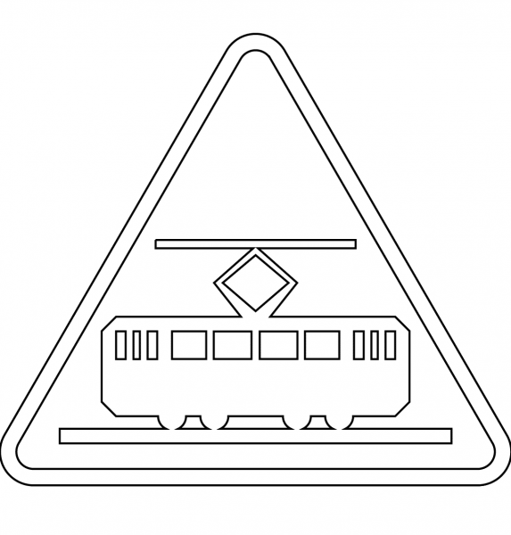 Tram Crossing A-21 coloring page image