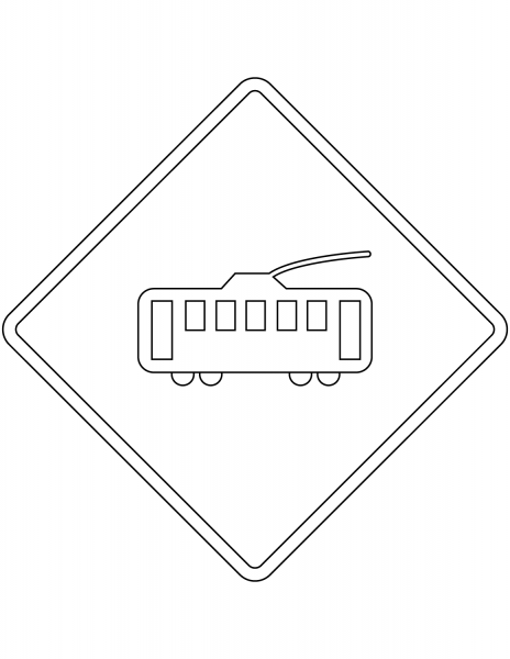 “Tram Crossing” Sign in Argentina coloring page image