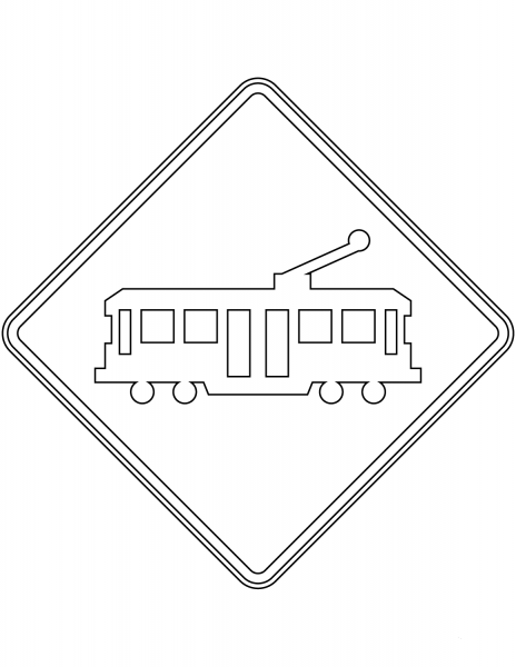 “Tram Crossing” Sign in Australia coloring page image