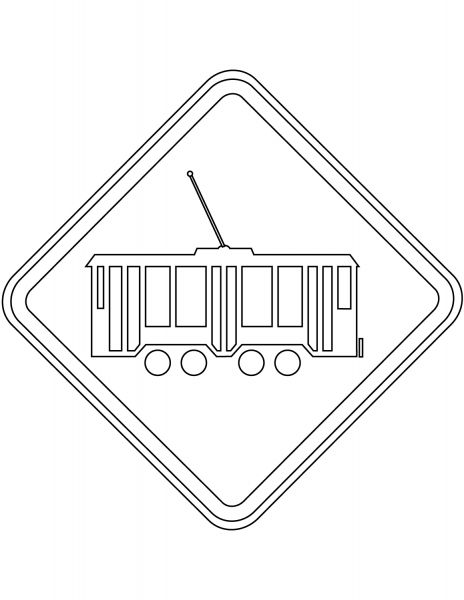 “Tram Crossing” Sign in Brazil coloring page image
