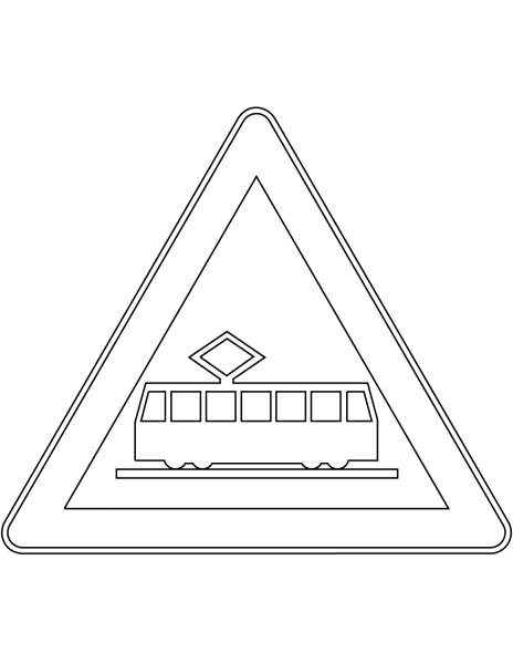 “Tram Crossing” Sign in Finland coloring page image