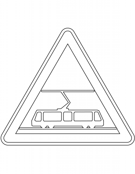 “Tram Crossing” Sign in France coloring page image