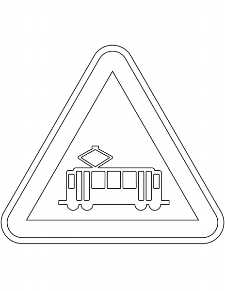 “Tram Crossing” Sign in Portugal coloring page image