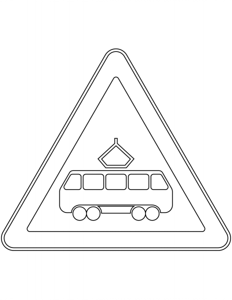 “Tram Crossing” Sign in Russia coloring page image