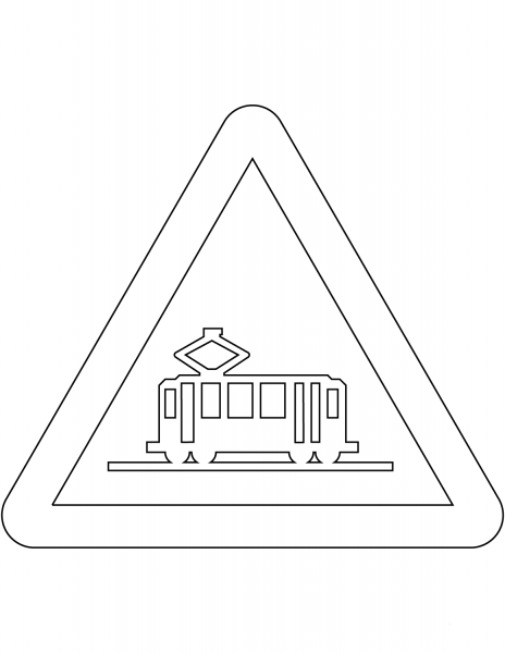 “Tram Crossing” Sign in Spain coloring page image
