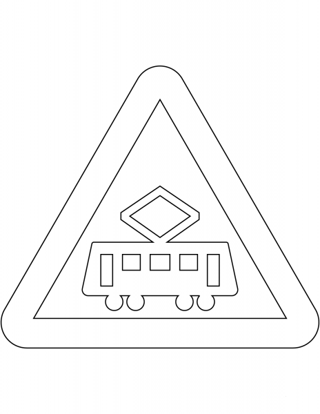 “Tram Crossing” Sign in Sweden coloring page image