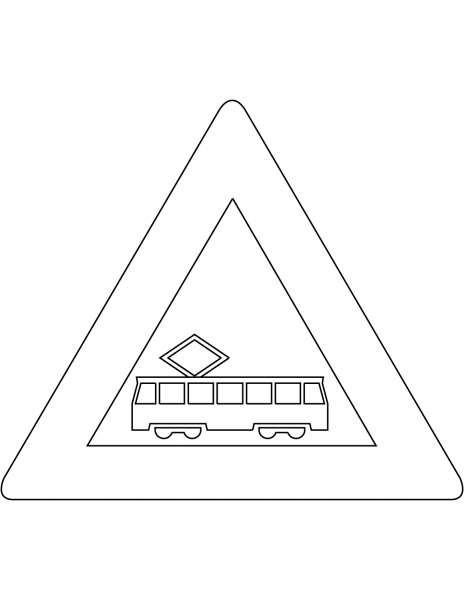 “Tram Crossing” Sign in the Netherlands coloring page image