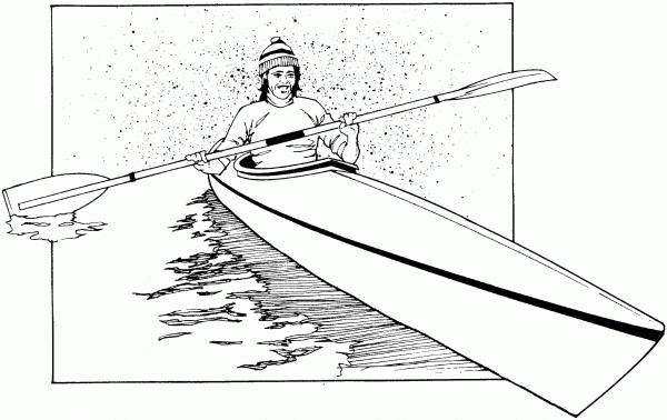 Traveling on Kayak coloring page image
