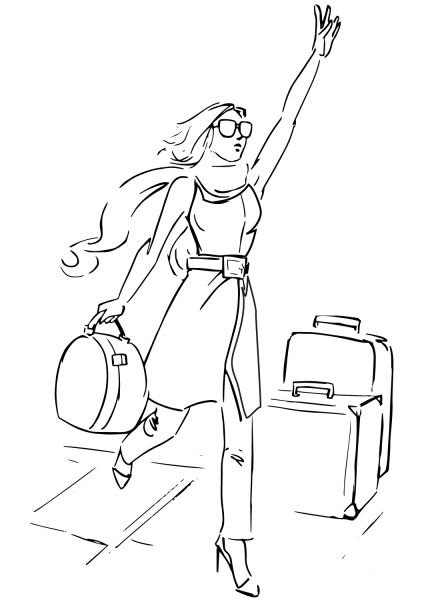 Traveller Girl coloring page image