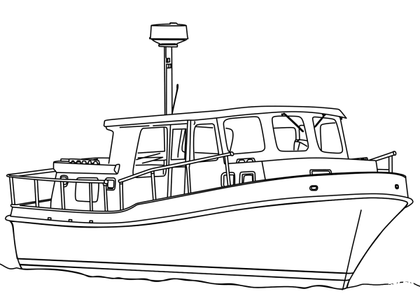 Trawler Boat coloring page image