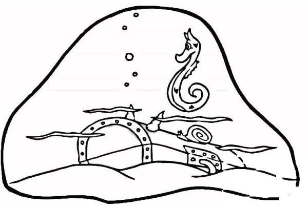 Treasure Under the Water  coloring page image