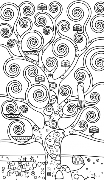 Tree of Life by Gustav Klimt coloring page image