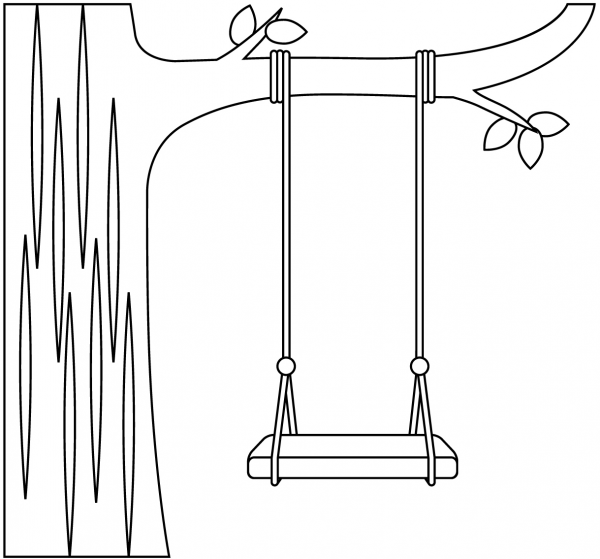 Tree Swing coloring page image
