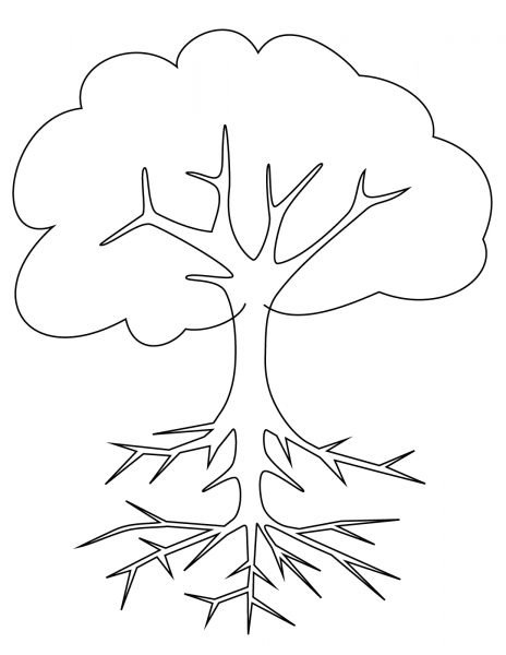Tree with Roots coloring page image
