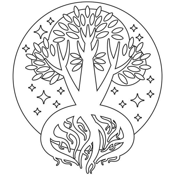 Tree with Roots coloring page image
