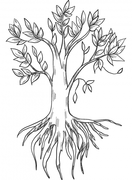 Tree with Roots coloring page image