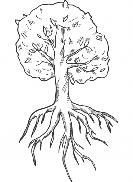 Tree with Roots coloring page image