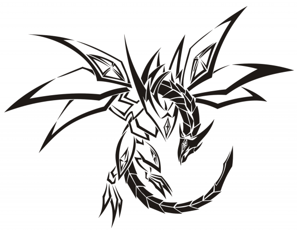 Tribal Dragon Tattoo coloring page image