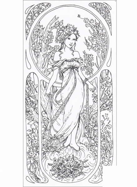 Tribute to Alfons Mucha coloring page image